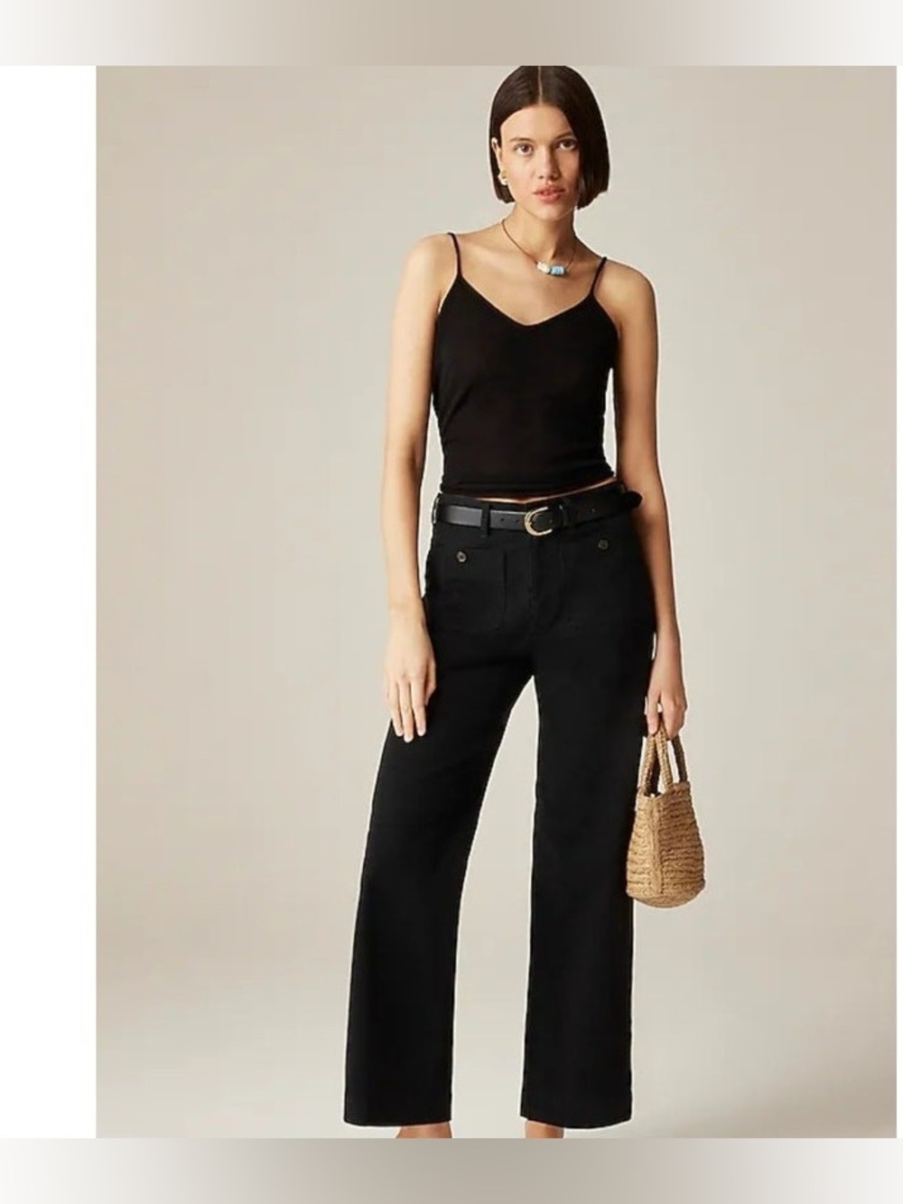 J Crew black Sailor Wide leg chino pant